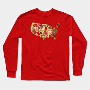 USA Pizza Map Long Sleeve T-Shirt